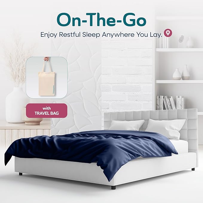 Sleepgram Supima Machine Washable 400 Thread Count Cotton Silver Ion Infused Luxury Zippered Duvet Cover with Travel Bag, Twin, Poseidon Blue