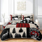 QOOMO Farmhouse Quilt Set Full/Queen Size,Hunting Bedspread Coverlet Set,Bear 3Pcs Bedding Set Printed Quilt with 2 Pillowcases,Soft and Lightweight,for All Seasons