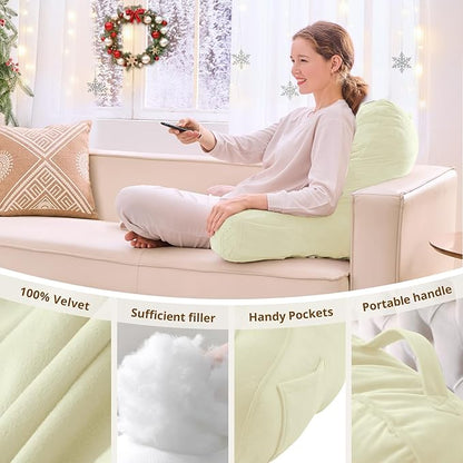 Sasttie Reading Pillow, Pillows for Reading or Relaxing – Ergonomic Support for Head, Neck, Back, and Lumbar, 21-Inch, Cream