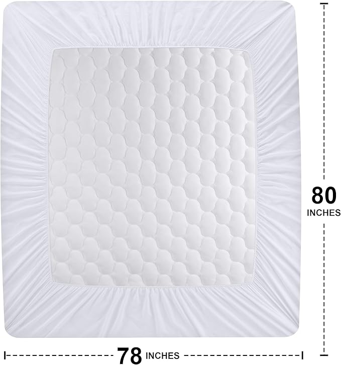 Utopia Bedding Waterproof Mattress Protector, King Mattress Pad, Noiseless Quilted Fitted Cover with Deep Pocket Stretches up to 16 Inches (White)