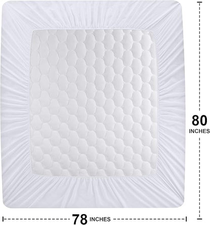 Utopia Bedding 2 Pack Waterproof Mattress Protector, King Mattress Pad, Noiseless Quilted Fitted Cover with Deep Pocket Stretches up to 16 Inches (White)