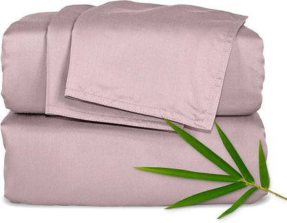 Pure Bamboo Twin Sheets, Genuine 100% Organic Viscose Derived from Bamboo Bed Sheet Set, Luxuriously Soft & Cooling, Double Stitching, 2 Year Quality Promise (Twin, Dusty Pink)