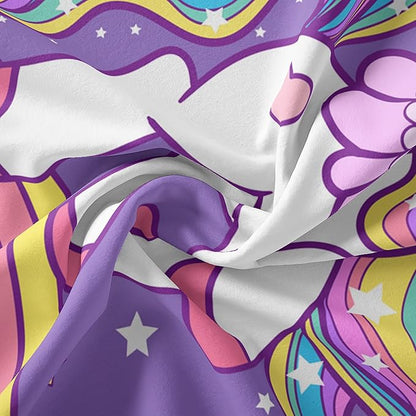 QOOMO Unicorn Comforter King Size,Rainbow Unicorn Comforter Set for Kids Teens Girls,3Pcs Bedding Set Printed Comforter with 2 Pillowcases,Down Alternative,Soft and Lightweight，King Size