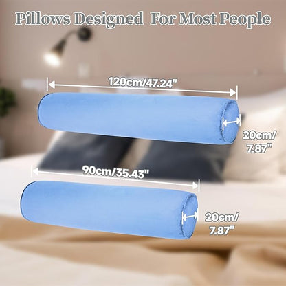 Inflatable Body Pillow for Adults Kids, 35 Inch Body Pillows for Side Sleeper, Travel Body Pillow for Bed, Bolster Pillow, Round Cervical Cylinder Pillow for Sleeping