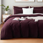 NEXHOME PRO Oversized King Duvet Cover Set – 100% Certified Organic Cotton with Washed Feel & Linen-Like Texture, Comfortable & Breathable, Home Bedding Set Burgundy (No Comforter) 12098N