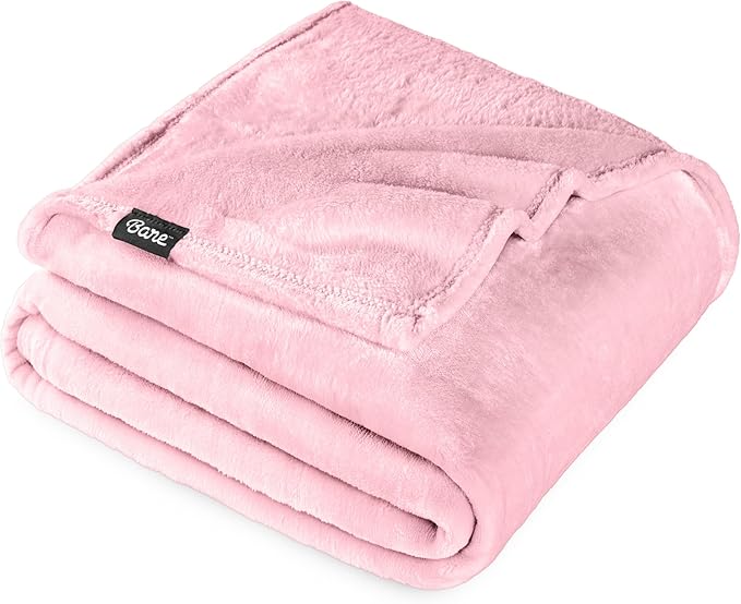 Bare Home Fleece Blanket - King Size - Ultra-Soft Lightweight for Bed, Sofa, and Couch - Luxury Microplush - Cozy Warm Blanket (King, Light Pink)