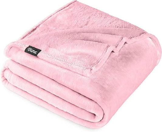 Bare Home Fleece Blanket - King Size - Ultra-Soft Lightweight for Bed, Sofa, and Couch - Luxury Microplush - Cozy Warm Blanket (King, Light Pink)