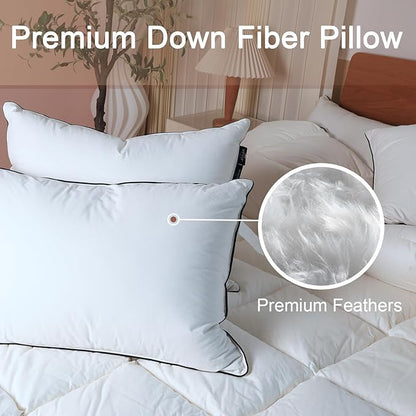 Luxurious Down Pillows - Standard Size, High Fill Power, Breathable Cotton Blend Shell,Down Pillow Ideal for Every Night - Pack of 1 (20" x 26")