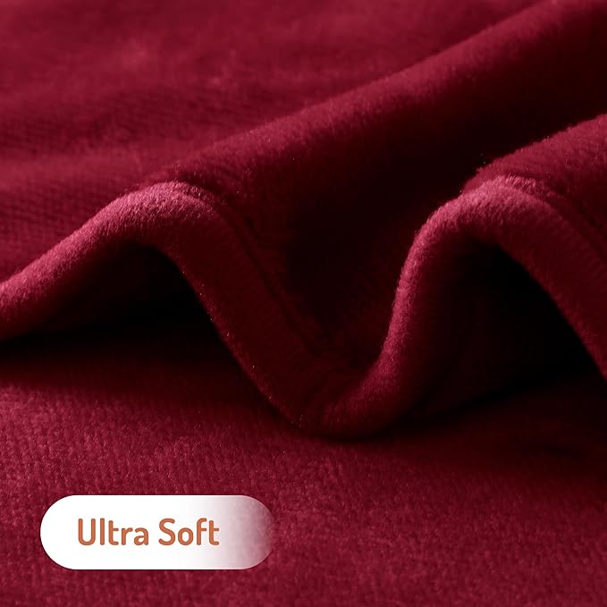 Degrees of Comfort Heated Throw Blanket 50x60'' – Soft Plush Electric Blanket with 6 Heat Settings & Auto Shut-Off, Machine Washable – Cozy Winter Gift for Bed & Couch (Burgundy Red)