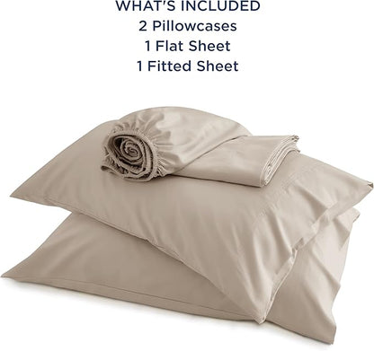 Bedsure California King Sheet Sets, Cooling Sheets, Rayon Derived from Bamboo, Deep Pocket Up to 16", Breathable & Soft Bed Sheets, Hotel Luxury Silky Bedding Sheets & Pillowcases, Simply Taupe