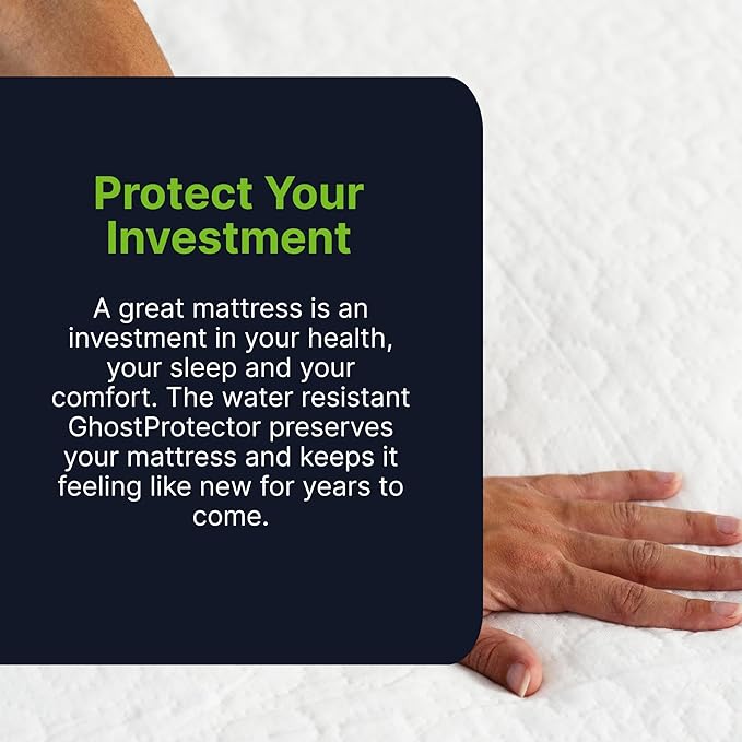 GhostBed Water Resistant Mattress Protector Cover - Noiseless, Lightweight, Breathable and Plastic-Free - Twin White