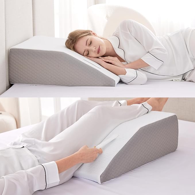 Leg Elevation Pillow for After Surgery, 6inch Foam Leg Elevating Pillow for Swelling and Blood Circulation, Leg Wedge Pillow for Sleeping, Knee Pillow for Knee Hip Ankle Pain Relief, White