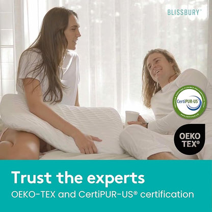 BLISSBURY Stomach Sleeping Pillow - Thin Memory Foam Pillow for Stomach Sleepers | Ultra Thin Pillow for Sleeping | Flat & Slim to Allow for Comfort | 3.3 Inch Thickness