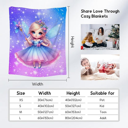 Blanket for Girls Fairy Gifts for Kids Toddler - Warm Plush Flannel Cute Throws for Couch Bedding (30"x40")