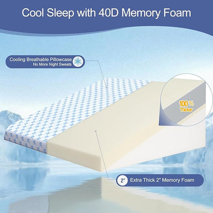Cooling Wedge Pillow for Headboard, 10" Triangle Bed Wedge Pillow for Acid Reflux Relief, Sleeping, Snoring, Back Pain Relief, Post Surgery, Soft Memory Foam & Washable Breathable Cooling Cover, White