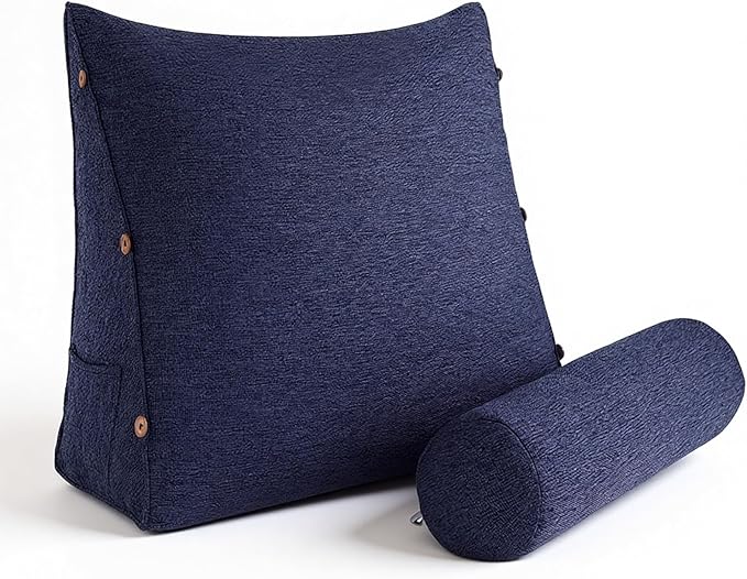 Daneey Reading Pillow for Bed Adult, Back Pillow for Bed Sitting Up, Back Support Pillow for Bed, Sit Up Pillow for Bed, Blue, 23.5 * 8 * 20IN