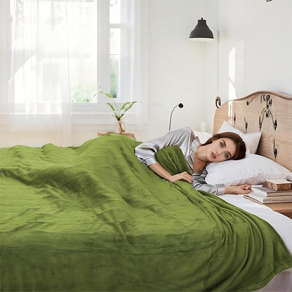 Electric Heated Blanket 72"x84" Full Size Microplush Cover Blanket, 5 Heat Settings & 10 Hours Auto Off, Cozy & Warm for All Night, Machine Washable, Light Grass Green
