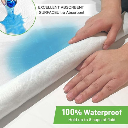Bed Pads Washable Waterproof for Incontinence Adults, Reusable Wetting Pad Mattress Protector Underpads Tuckable Quick Dry, Fits Twin/Twin XL Size Bed, 36" x 37", White