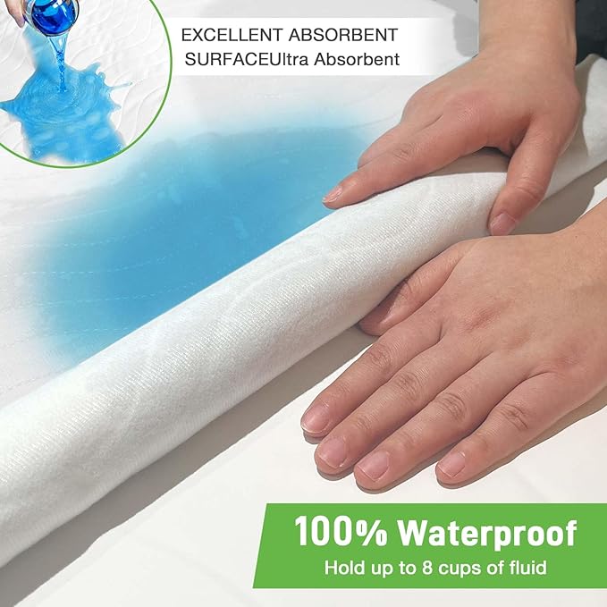 Bed Pads Washable Waterproof for Incontinence Adults, Reusable Wetting Pad Mattress Protector Underpads Tuckable Quick Dry, Fits Queen Size Bed, 36" x 60", White