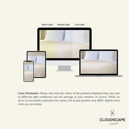 Cloud Scape Linen 100% Cotton Blanket King Size for Bed – Heavy & Soft, All Season, Winter Layering Blanket, Herringbone Weave, Best Gift for Christmas, fits Up to Cal King, 92x108, Ivory