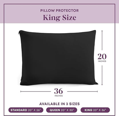 CirclesHome Pillow Protectors 4 Pack King Zippered - 100% Cotton Breathable Pillowcases - Protects Pillows from Dirt, Dust and Debris (King - Set of 4 - 20x36)