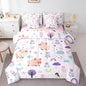 Erosebridal Floral Pig Bedding 7PCS Full Size Comforter Sets for Boys Cartoon Animal Bedding Sets Cute Flower Bed in a Bag,1 Comforter,1 Flat Sheet,1 Fitted Sheet,2 Pillowcases,2 Throw Pillow Covers