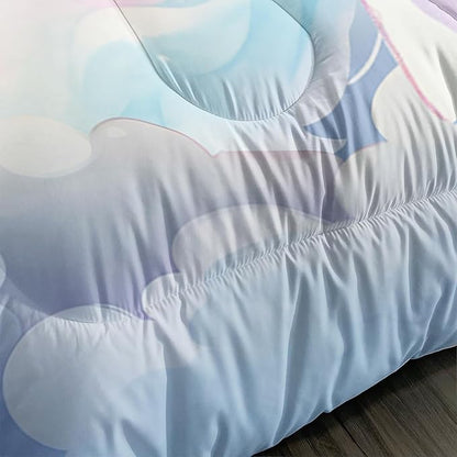 Kid Unicorn Comforter Set Full Size 3Pcs Pink Galaxy Bedding Set Glitter Star Cloud Love Quilt Bed Set for Boys Girls with 1 Comforter and 2 Pillowcases