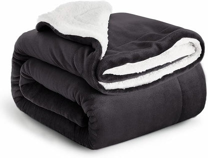 IR Imperial Rooms Sherpa Fleece Throw Blanket for Couch - Soft and Fuzzy Black Blanket for Winter - Reversible Thick and Warm Fluffy Throw Blankets for Bed, Sofa, Camping and Travel, 50x60 Inches