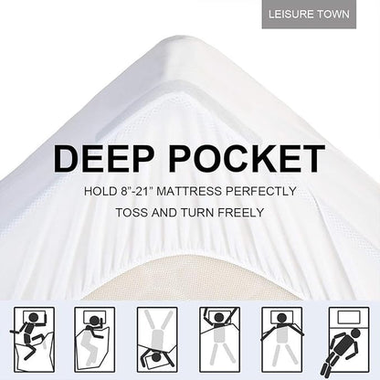 LEISURE TOWN Queen Mattress Pad Fitted Quilted Cotton Mattress Cover Cooling Soft Pillow Top Mattress Topper with Down Alternative Filling Mattress Protector with 8-21 Deep Pocket (60x80 White)