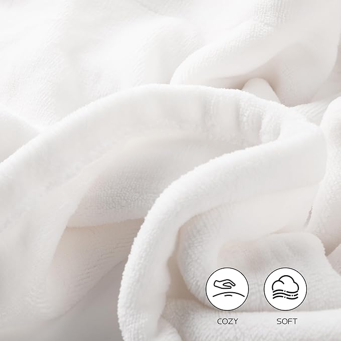 Electric Heated Blanket 84"x90" Queen Size, Soft Coral Fleece, Dual Controllers with 4 Heating Levels and 10 Hours Auto-Off, Machine Washable, Cozy Plush Fabric for Home, White