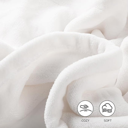 Electric Heated Blanket 84"x90" Queen Size, Soft Coral Fleece, Dual Controllers with 4 Heating Levels and 10 Hours Auto-Off, Machine Washable, Cozy Plush Fabric for Home, White