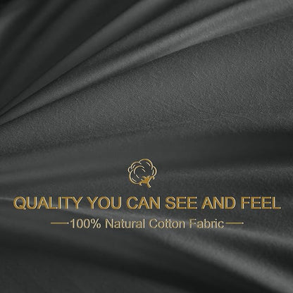 Goose Down Body Pillows for Adults, Large Body Pillow for Side Sleeper, Hugging Feather Body Pillow Insert, Cooling Full Length Long Pillow for Bed with 100% Organic Cotton Shell, Black 20"x60"