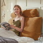Headboard Wedge Pillow + A Long Neck Roll Pillow Body Pillow，Large Headboard Pillow with Removable Cover (Brown, Queen：59x8x20 inches)