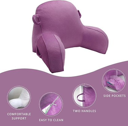 LiveGo Reading Pillow for Kids, Velvet Back Support Cushion for Sitting Up in Bed Adults, Kids Cuddle Cushion with Arms & Backrest Support Pillow for Teen Boys Girls Reading Bed Rest