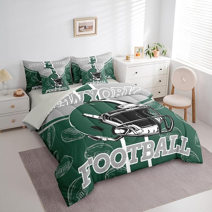 Feelyou Football Comforter Set King Size 7 Pieces Ball Games Bedding Set for Kids Boys Girls Rugby Bed in a BagFootball Bedroom Decor Rugby Sports