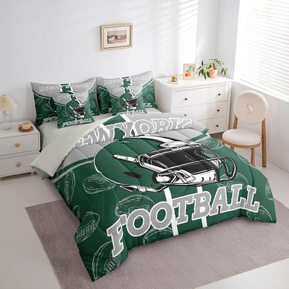 Feelyou Football Comforter Set King Size 7 Pieces Ball Games Bedding Set for Kids Boys Girls Rugby Bed in a BagFootball Bedroom Decor Rugby Sports