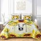 AILONEN Bull Skull Quilt Set Full Size,Yellow Sunflower Bedspread Coverlet with 2 Pillowcases,3-Piece Soft Lightweight Boho Bed Cover