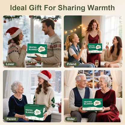 Electric Blanket Full Size Fast Heating- 72 x 84 Inch Heated Blanket Full with 6 Heat Settings, 10 Hours Timer Settings, Overheat Protection, Washable Heating Blanket for Bed Couch, Green