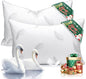 Goose Feather Pillows Bed Pillow - Hotel Down Pillows Queen Size Set of 2, Fluffy Support Surround Fill Polyester for Back, Stomach, Side Sleepers, Breathable & Soft Bed Pillow for Sleeping