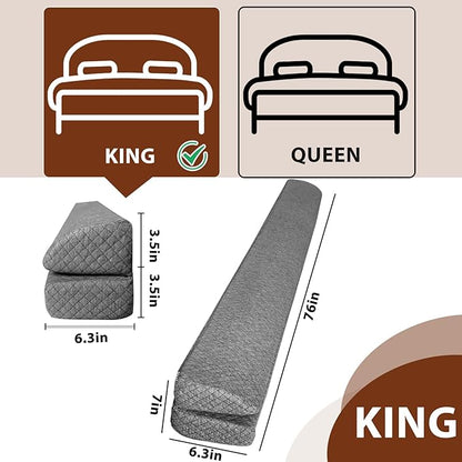 4 Modes Pillow Wedge for Headboard Gap, Foldable Bed Wedge Pillow, Bed Gap Filler King Size Fill The Gap (0-7"), Mattress Gap Filler Long Pillow Between Headboard and Mattress