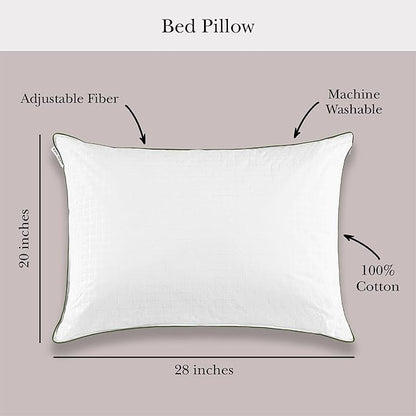 Kate Spade New York Firm/Extra Firm Pillow 20" x 28", Adjustable Down Alternative Pillow with 2" Gusset for Maximum Loft, Best for Back or Side Sleepers, Queen, White