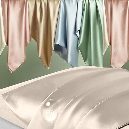 Silk Pillowcase 2 Pack, Mulberry Silk Pillow Cases Queen Size Set of 2, Anti Acne Silk Pillowcase for Hair and Skin, Natural Silk Satin Pillowcases Gifts for Women Men 2 Pack with Zipper, Beige
