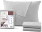 CirclesHome Pillow Protectors 4 Pack Queen Zippered - 100% Cotton Breathable Pillowcases - Protects Pillows from Dirt, Dust and Debris (Queen- Set of 4 - 20x30)