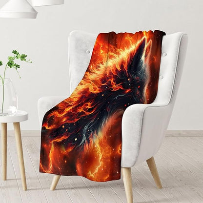 Kids Blanket for Boys - 30 x 40 Inches Wolf Blanket for Animal Lovers - Soft Flannel Kids Throw Decor for Chair, Lap