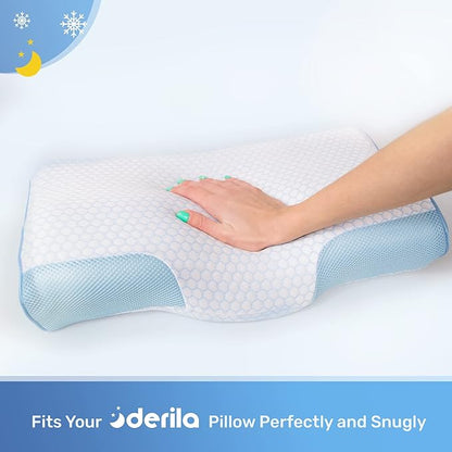 Derila Cooling Pillowcase Optimal Temperature Control for Your Memory Foam Pillow for Perfect Sleep. Quality Material White Pillow Cover