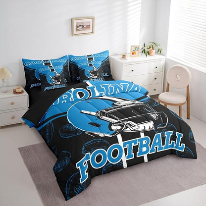 Feelyou Football Comforter Set with Sheets 7 Piece Twin Size Ball Games Bed in a Bag Kids Boys Girls Rugby Bedding Set City of Footballs Bedroom Decor Rugby Sports