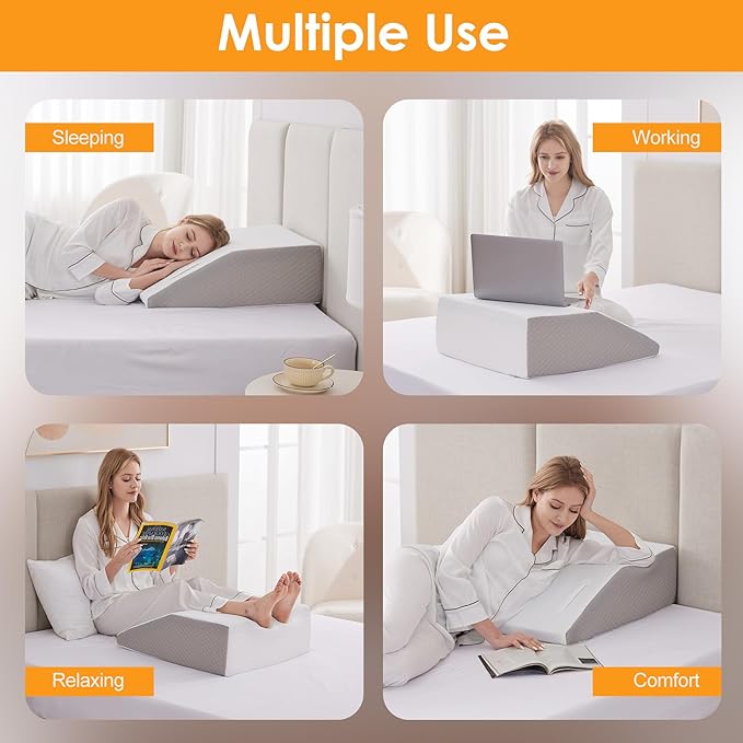 Leg Elevation Pillow for After Surgery, 6inch Foam Leg Elevating Pillow for Swelling and Blood Circulation, Leg Wedge Pillow for Sleeping, Knee Pillow for Knee Hip Ankle Pain Relief, White
