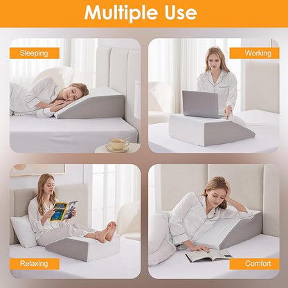 Leg Elevation Pillow for After Surgery, 10inch Foam Leg Elevating Pillow for Swelling and Blood Circulation, Leg Wedge Pillow for Sleeping, Knee Pillow for Knee Hip Ankle Pain Relief, White