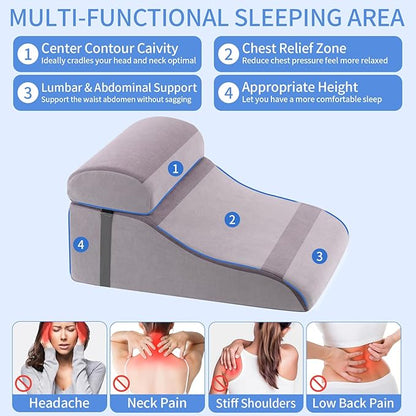Reading Pillow for Bed Adult, Memory Foam Wedge Pillow Headboard with Adjustable Lumbar Support Backrest Cushion for Sitting in Bed/Resting/Bedrest, Couch or Floor, Gray