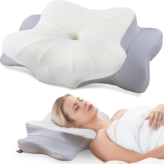 DONAMA Cervical Pillow for Neck and Shoulder,Contour Memory Foam Pillow,Ergonomic Neck Support Pillow for Side Back Stomach Sleepers with Pillowcase-Standard Size